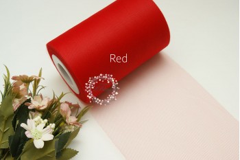 Red - Premium Soft Nylon Tulle roll 6 inch wide 100 yards length